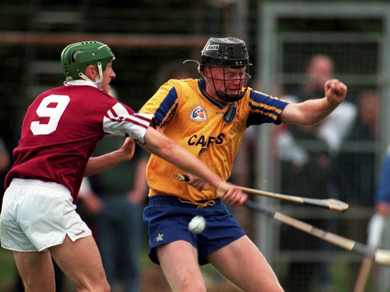 12 July 1997; Colm Kelly of Roscommon in action against Vinnie Maher of Galway during the Guinness Connacht Senior Hurling Championship Final match between Roscommon and Galway at Athleague in Roscommon. Photo by Ray McManus/Sportsfile